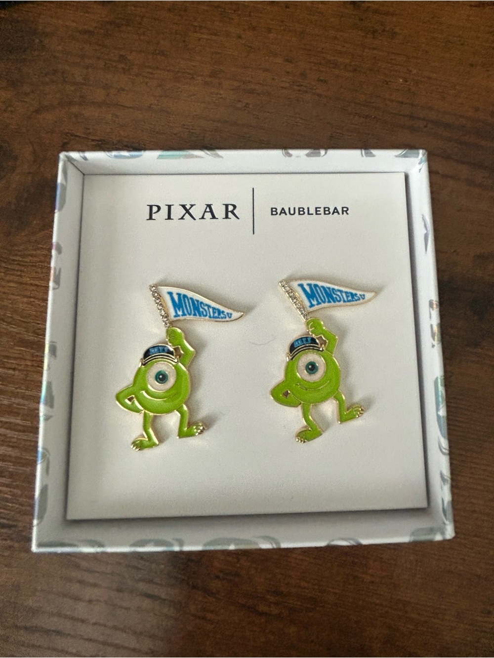 PIXAR x BaubleBar Mike Wazowski Enamel Earrings - Green NWOT